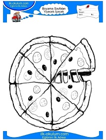 Çocuklar İçin Pizza Boyama Sayfaları 
